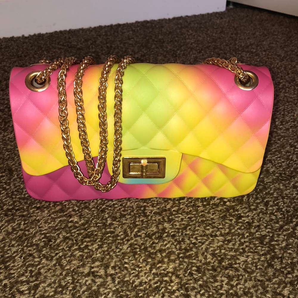 Crossbody purse gold chain rainbow new